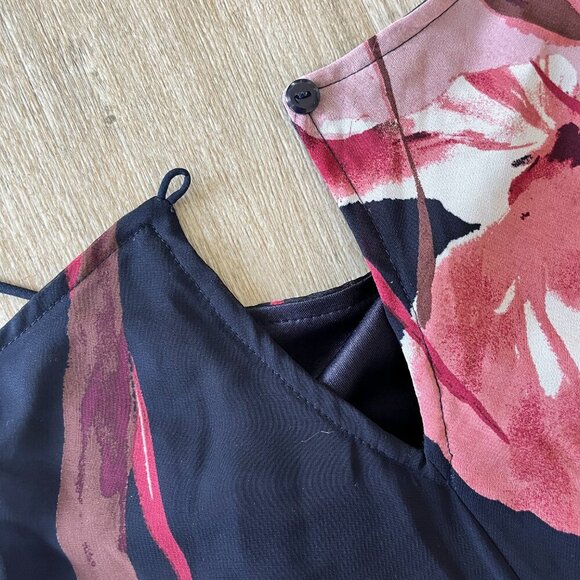 Womens EnFocus Studio Navy/Pink Floral Midi Dress - 12 - Picture 7 of 8